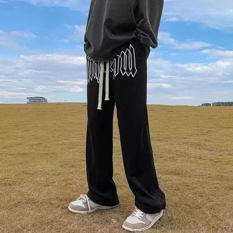 Letter Print Straight Joggers Pants