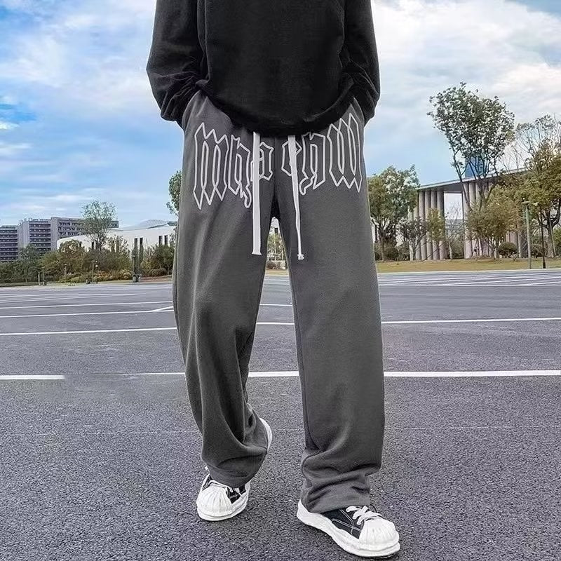 Letter Print Straight Joggers Pants