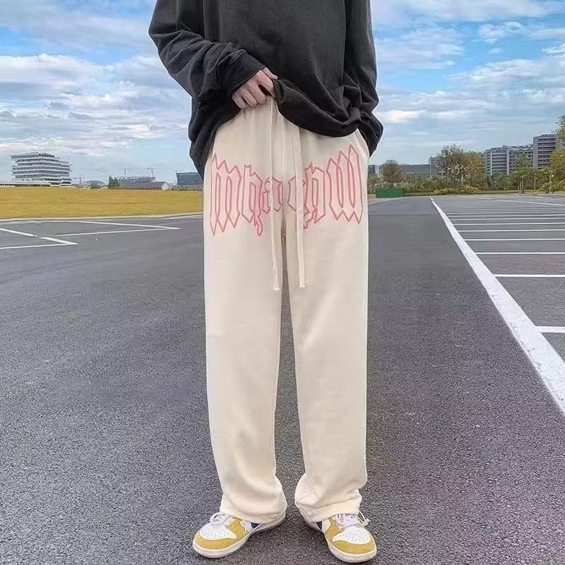 Letter Print Straight Joggers Pants