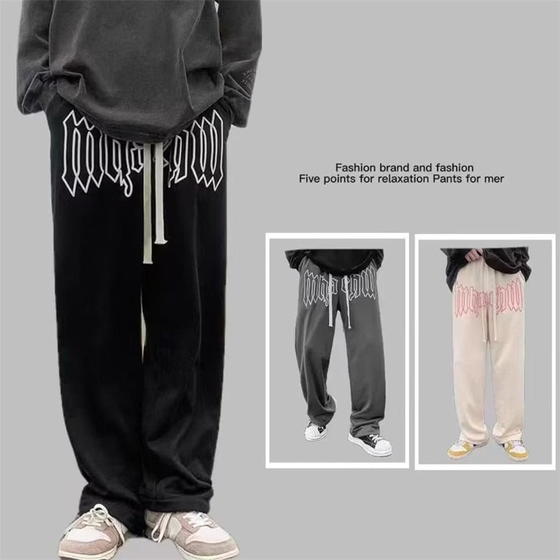 Letter Print Straight Joggers Pants